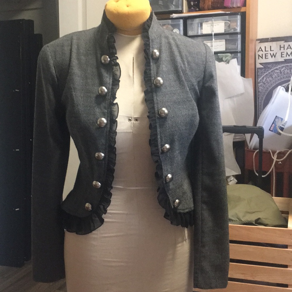 Chiffon ruffle blazer